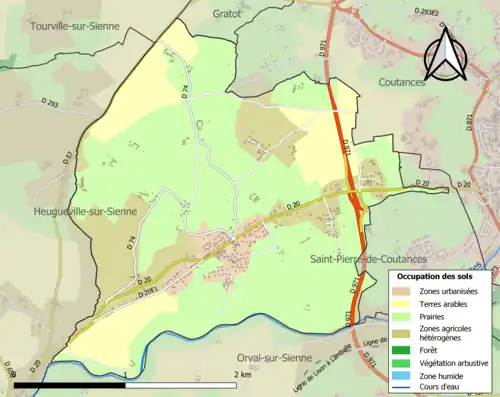 Carte en couleurs présentant l'occupation des sols.