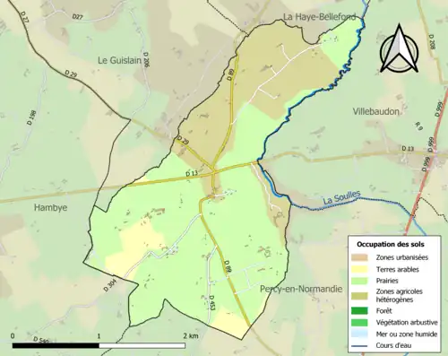 Carte en couleurs présentant l'occupation des sols.