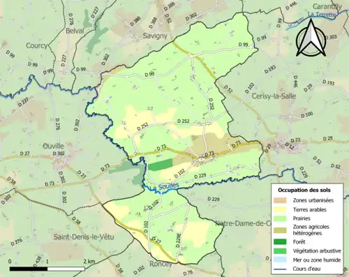 Carte en couleurs présentant l'occupation des sols.