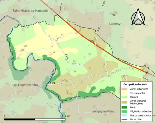 Carte en couleurs présentant l'occupation des sols.
