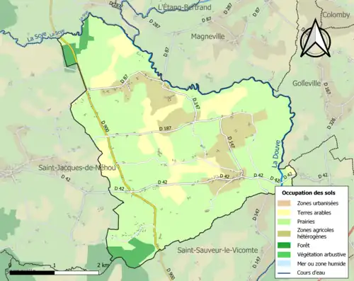 Carte en couleurs présentant l'occupation des sols.
