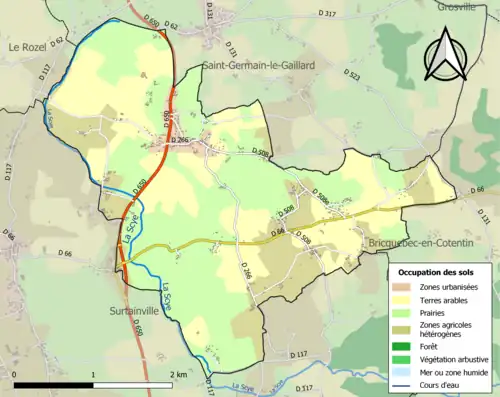 Carte en couleurs présentant l'occupation des sols.