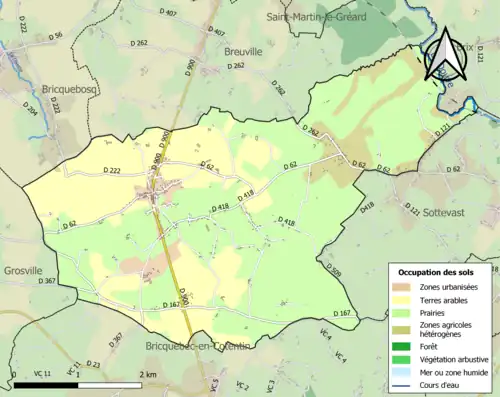 Carte en couleurs présentant l'occupation des sols.