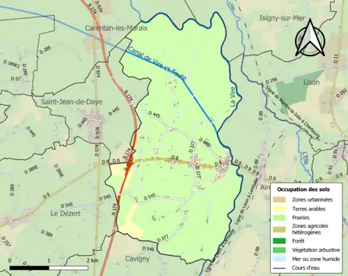 Carte en couleurs présentant l'occupation des sols.