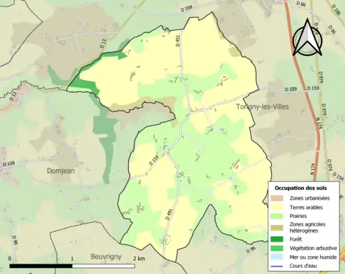 Carte en couleurs présentant l'occupation des sols.