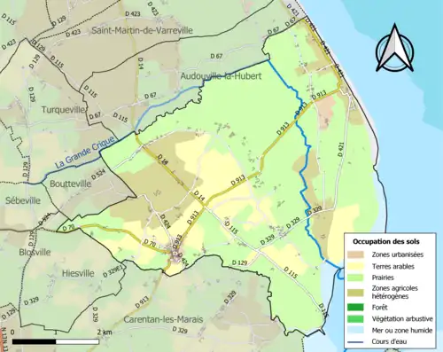 Carte en couleurs présentant l'occupation des sols.