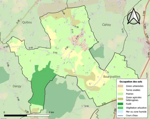 Carte en couleurs présentant l'occupation des sols.