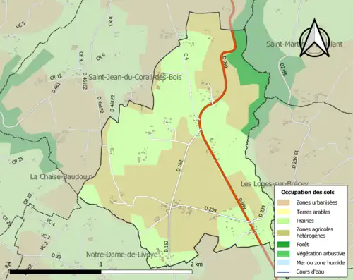 Carte en couleurs présentant l'occupation des sols.