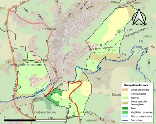 Carte en couleurs présentant l'occupation des sols.