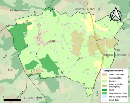 Carte en couleurs présentant l'occupation des sols.