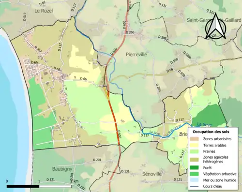 Carte en couleurs présentant l'occupation des sols.
