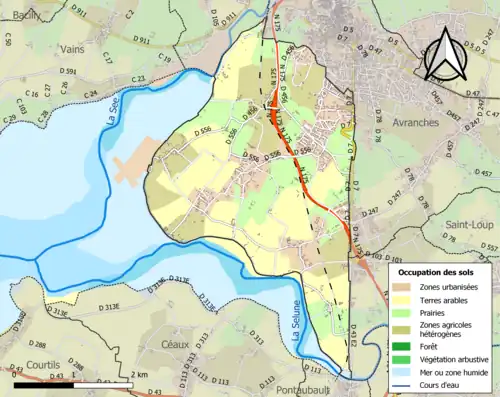 Carte en couleurs présentant l'occupation des sols.