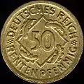 50 rentenpfennig (1924, avers).
