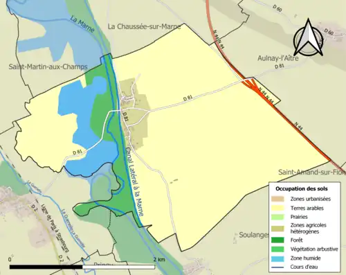 Carte en couleurs présentant l'occupation des sols.