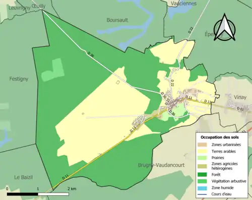 Carte en couleurs présentant l'occupation des sols.