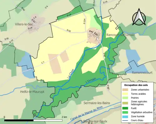 Carte en couleurs présentant l'occupation des sols.