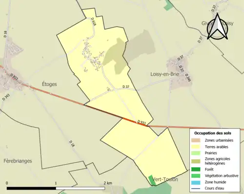 Carte en couleurs présentant l'occupation des sols.