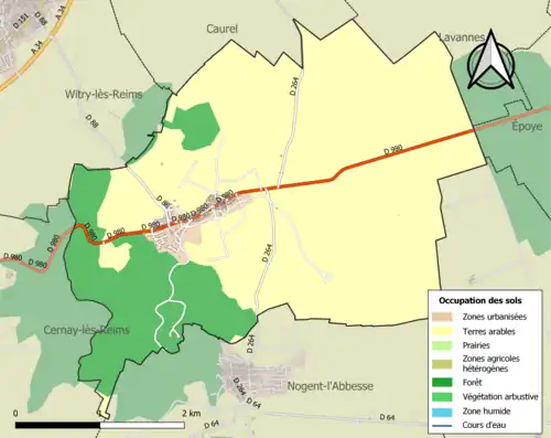 Carte en couleurs présentant l'occupation des sols.