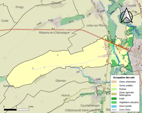 Carte en couleurs présentant l'occupation des sols.