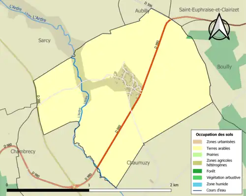 Carte en couleurs présentant l'occupation des sols.