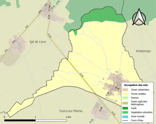 Carte en couleurs présentant l'occupation des sols.