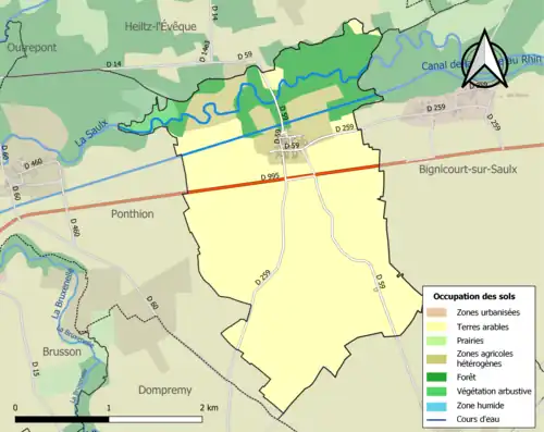 Carte en couleurs présentant l'occupation des sols.