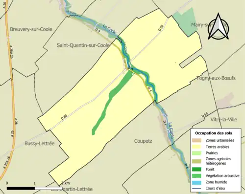 Carte en couleurs présentant l'occupation des sols.