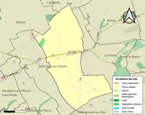 Carte en couleurs présentant l'occupation des sols.