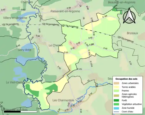 Carte en couleurs présentant l'occupation des sols.