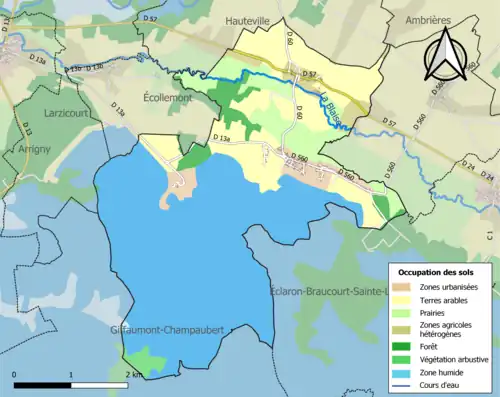Carte en couleurs présentant l'occupation des sols.
