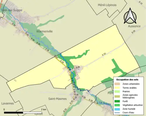 Carte en couleurs présentant l'occupation des sols.