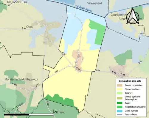 Carte en couleurs présentant l'occupation des sols.