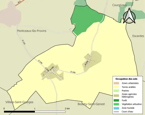 Carte en couleurs présentant l'occupation des sols.