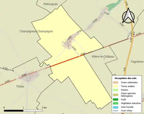 Carte en couleurs présentant l'occupation des sols.