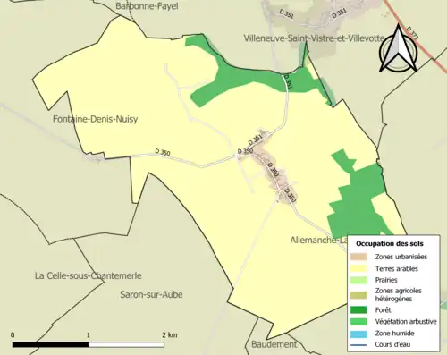 Carte en couleurs présentant l'occupation des sols.