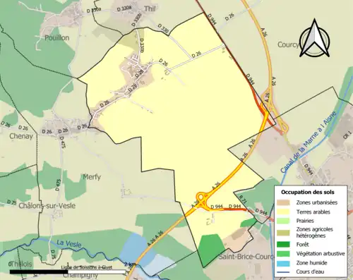 Carte en couleurs présentant l'occupation des sols.