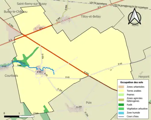 Carte en couleurs présentant l'occupation des sols.