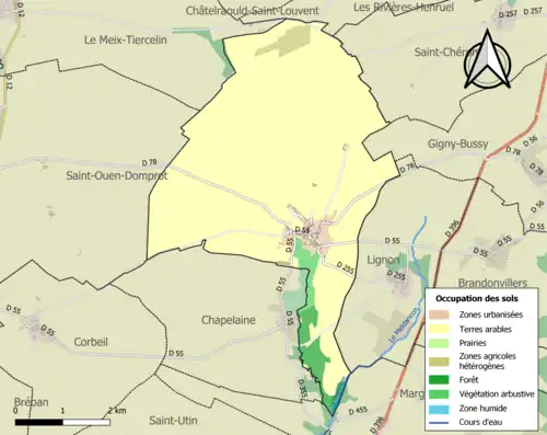 Carte en couleurs présentant l'occupation des sols.