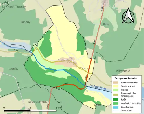 Carte en couleurs présentant l'occupation des sols.