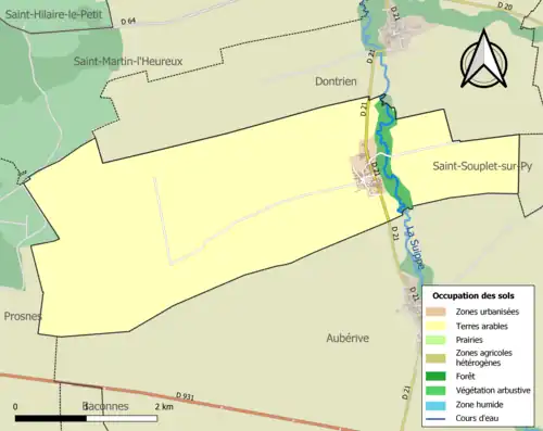Carte en couleurs présentant l'occupation des sols.