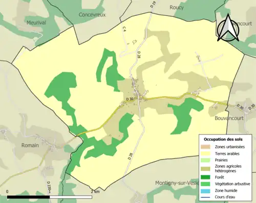 Carte en couleurs présentant l'occupation des sols.