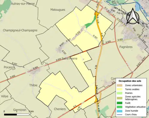 Carte en couleurs présentant l'occupation des sols.