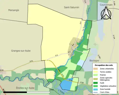 Carte en couleurs présentant l'occupation des sols.