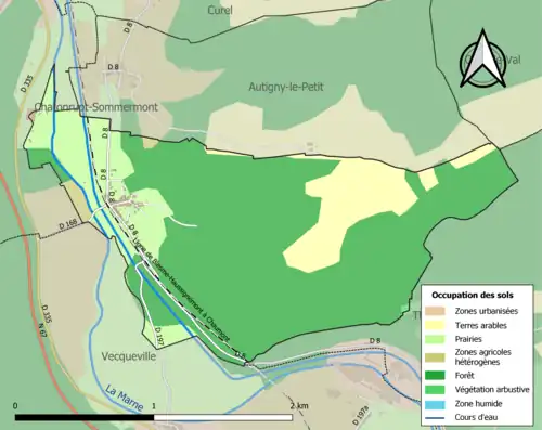 Carte en couleurs présentant l'occupation des sols.