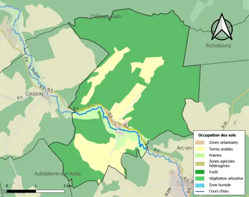 Carte en couleurs présentant l'occupation des sols.