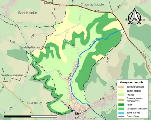 Carte en couleurs présentant l'occupation des sols.