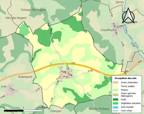 Carte en couleurs présentant l'occupation des sols.