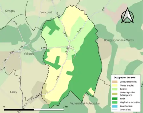 Carte en couleurs présentant l'occupation des sols.