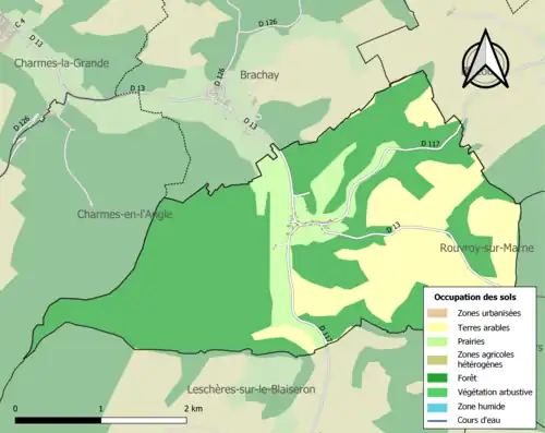 Carte en couleurs présentant l'occupation des sols.