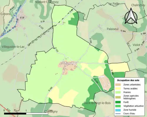 Carte en couleurs présentant l'occupation des sols.
